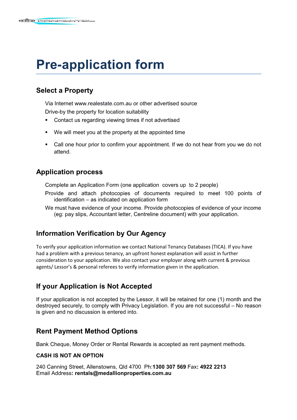 Pre-Application Form