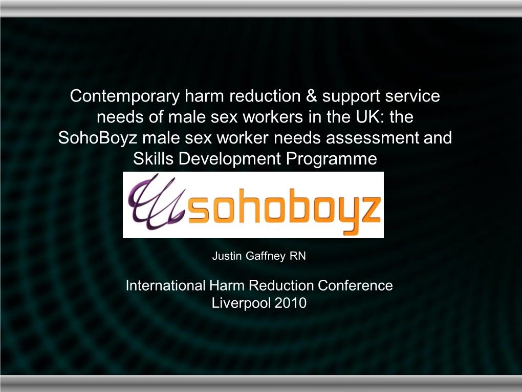 The Sohoboyz Male Sex Worker Needs Assessment and Skills Development Programme