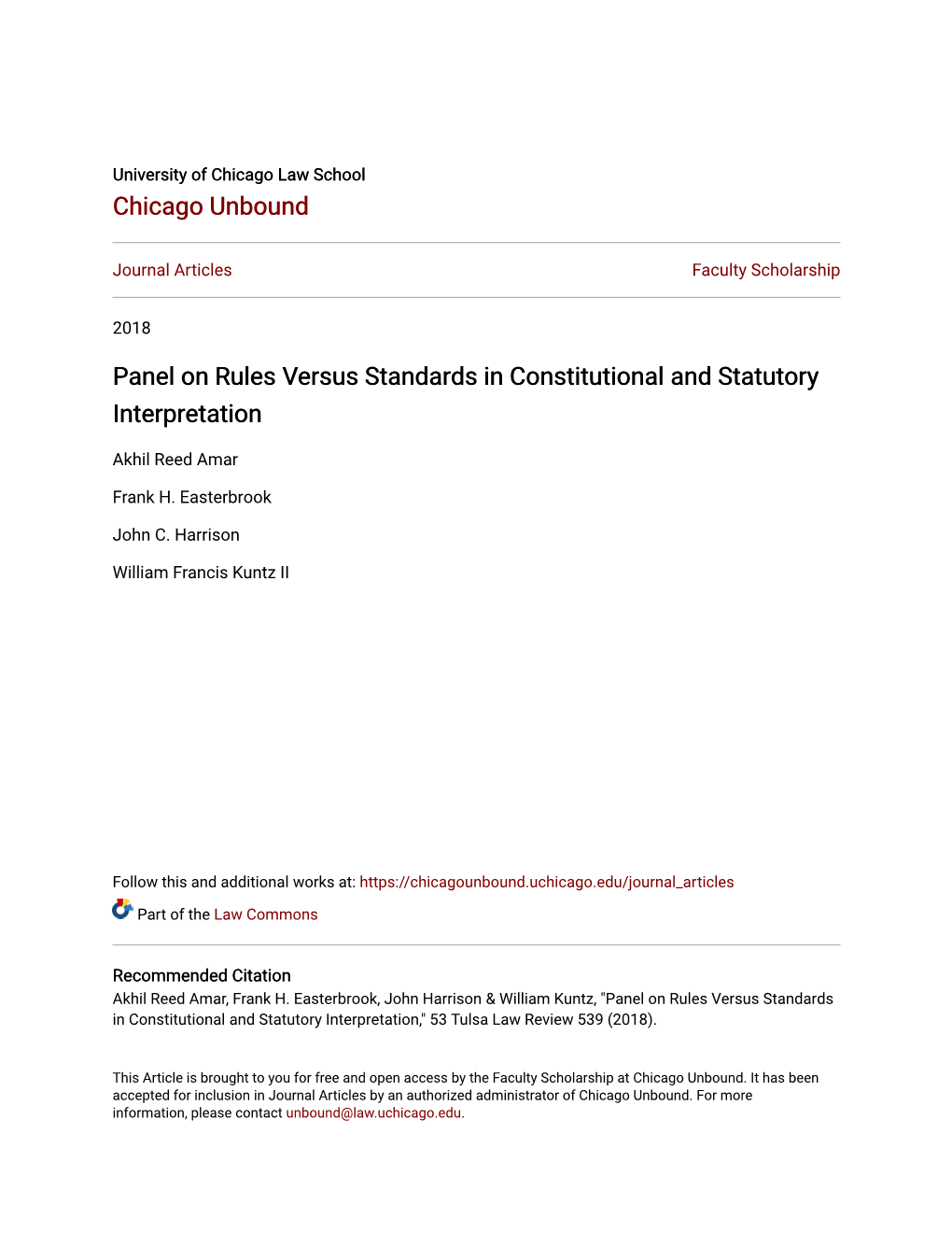 Panel on Rules Versus Standards in Constitutional and Statutory Interpretation