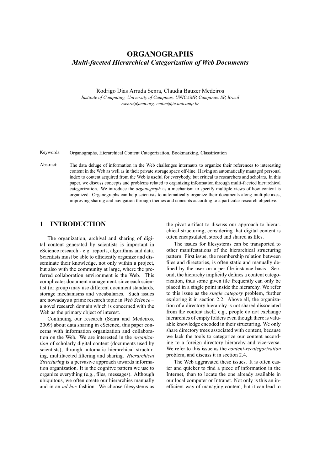 ORGANOGRAPHS Multi-Faceted Hierarchical Categorization of Web Documents