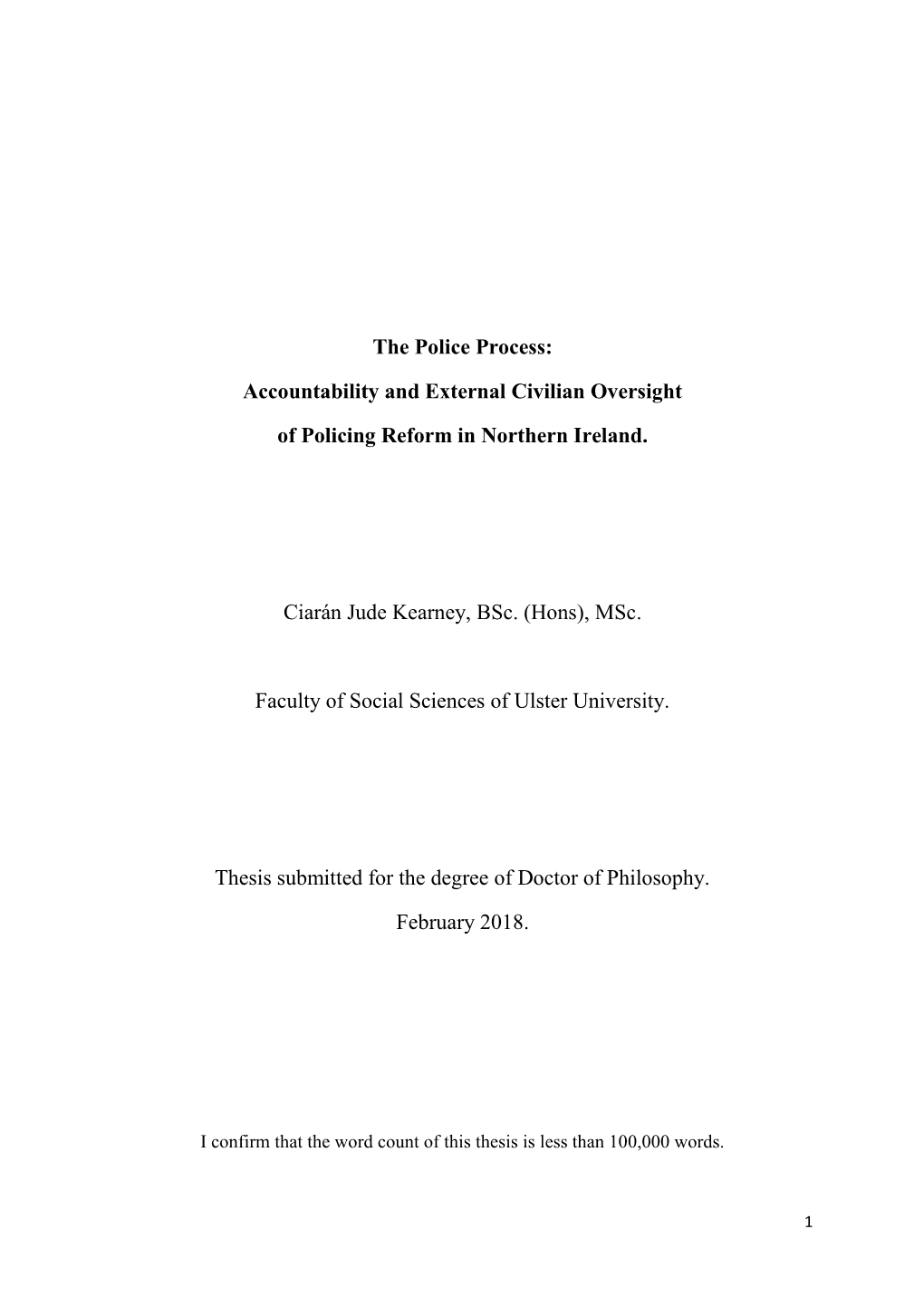 The Police Process: Accountability and External