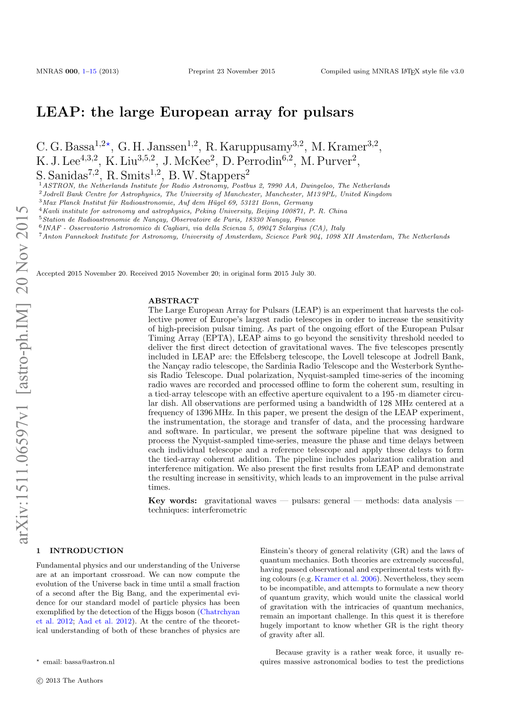 LEAP: the Large European Array for Pulsars