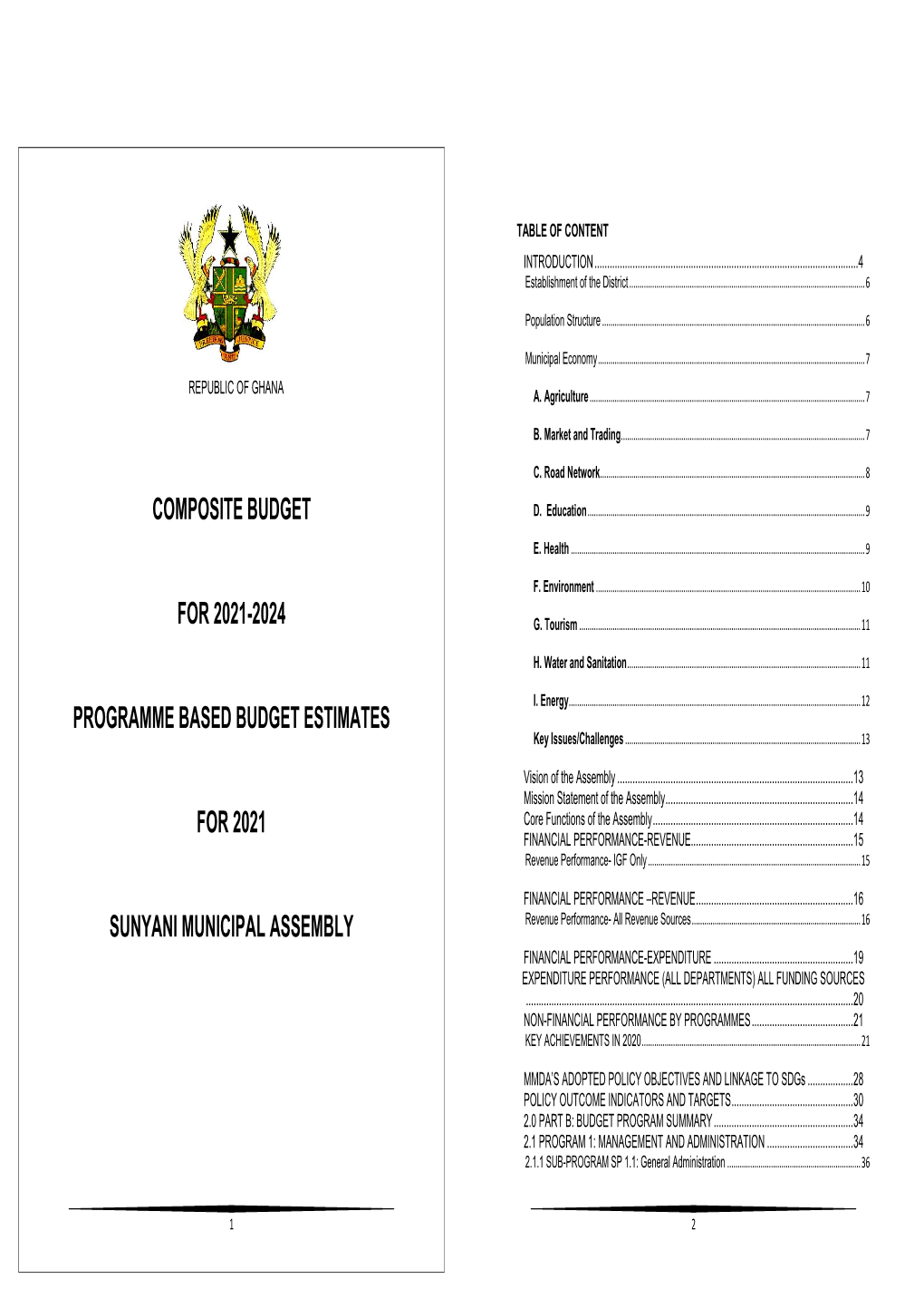 SUNYANI MUNICIPAL ASSEMBLY Revenue Performance- All Revenue Sources