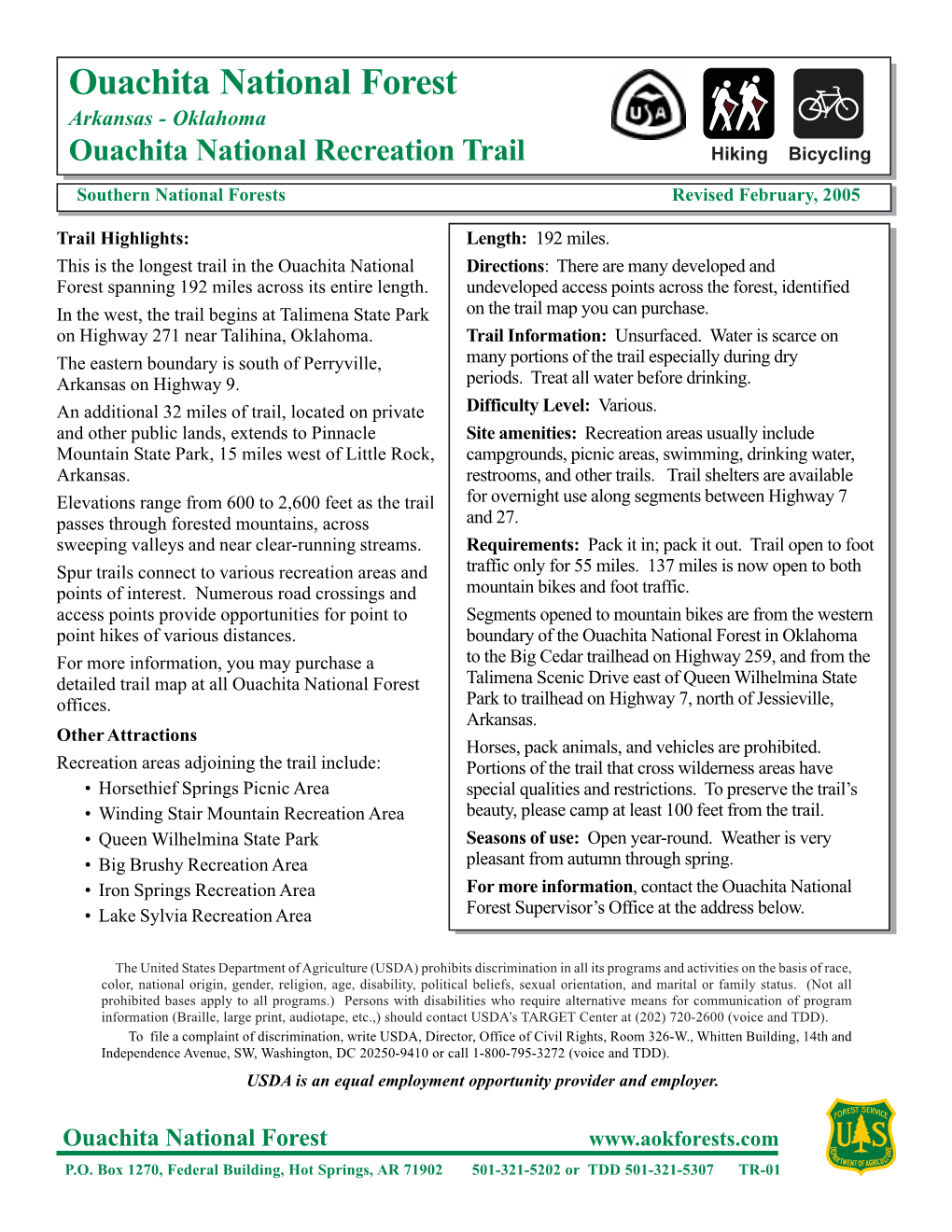 TR-01 Ouachita National Rec Trail Front.Pmd