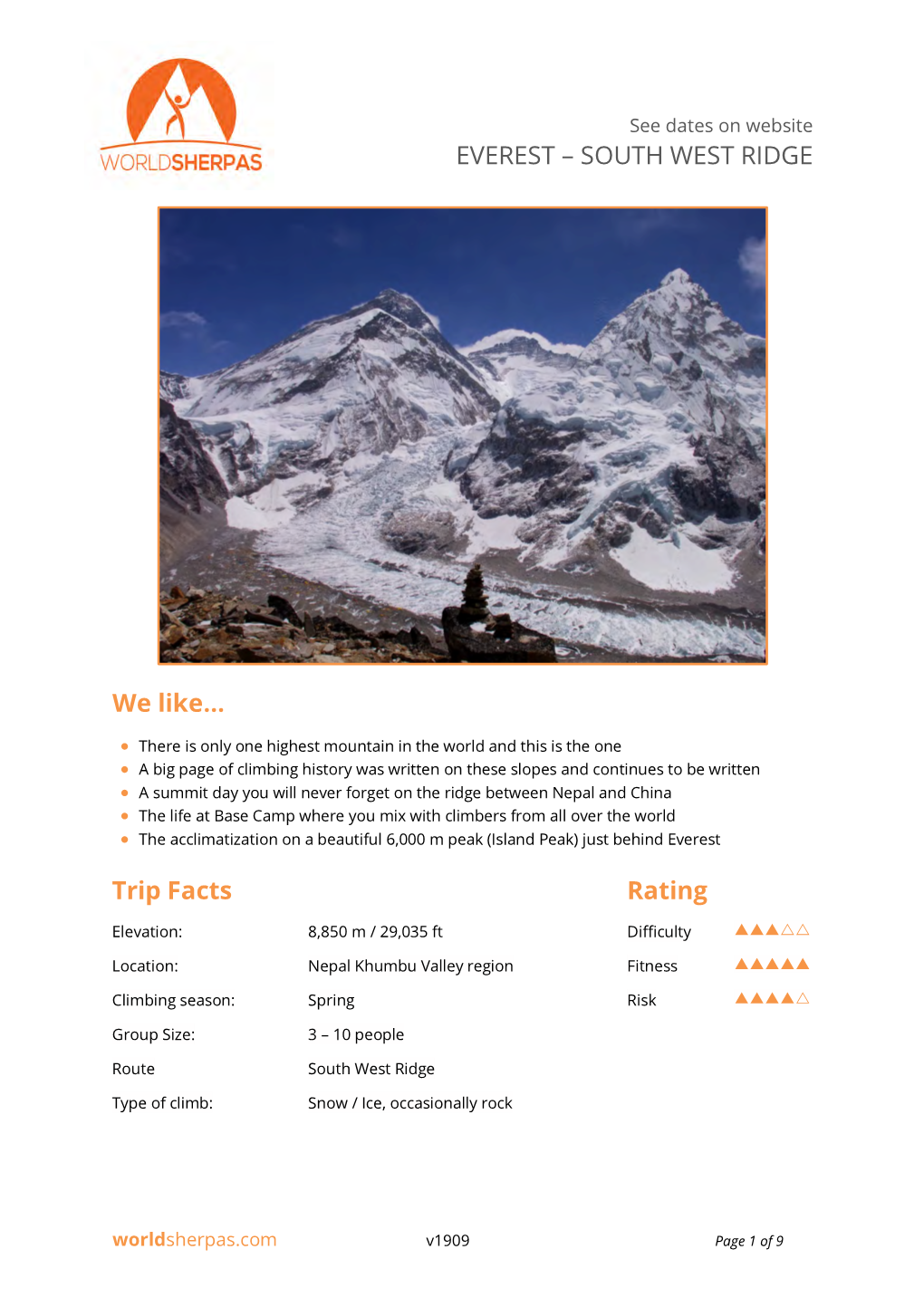 Everest – South West Ridge