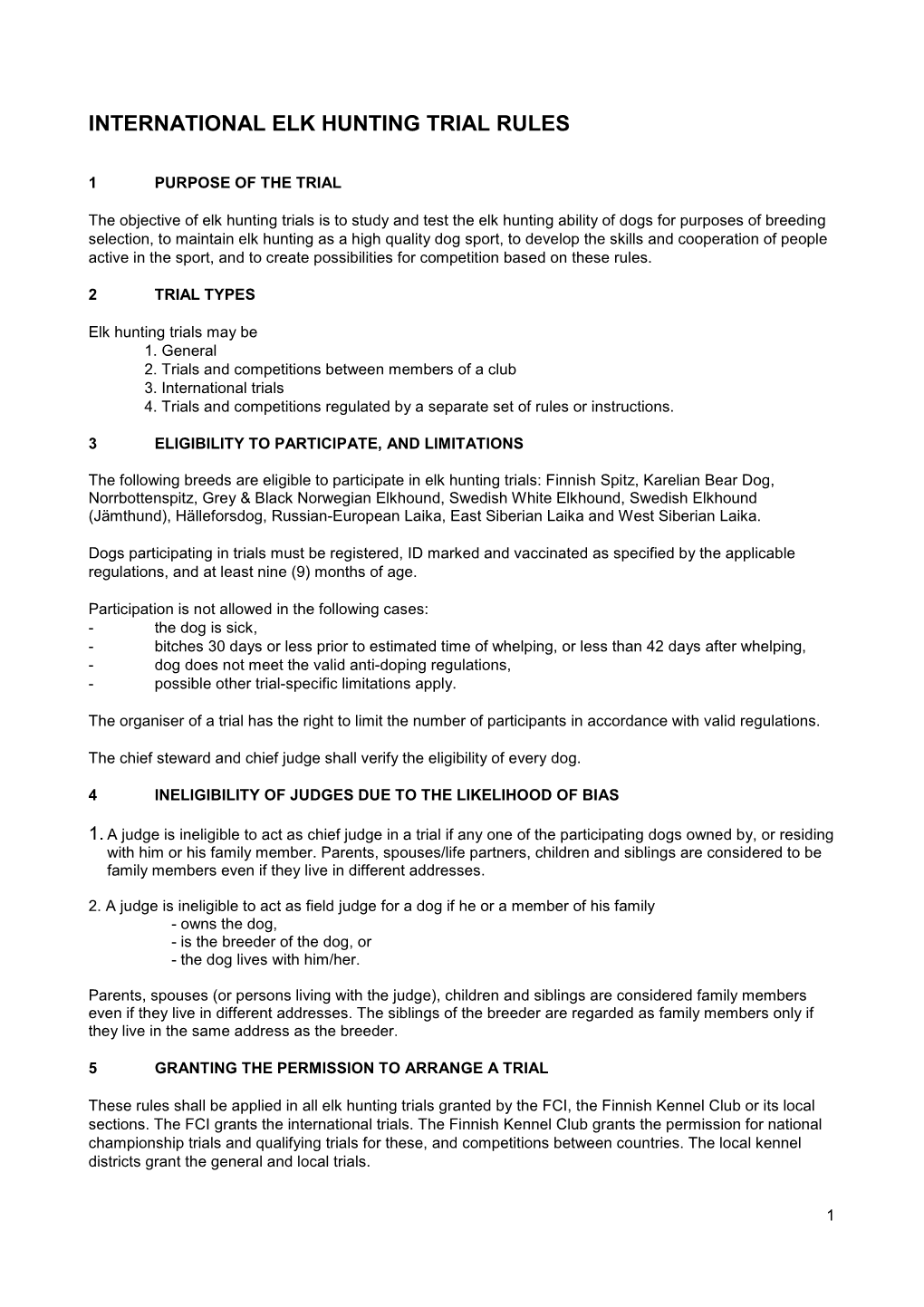 International Elk Hunting Trial Rules