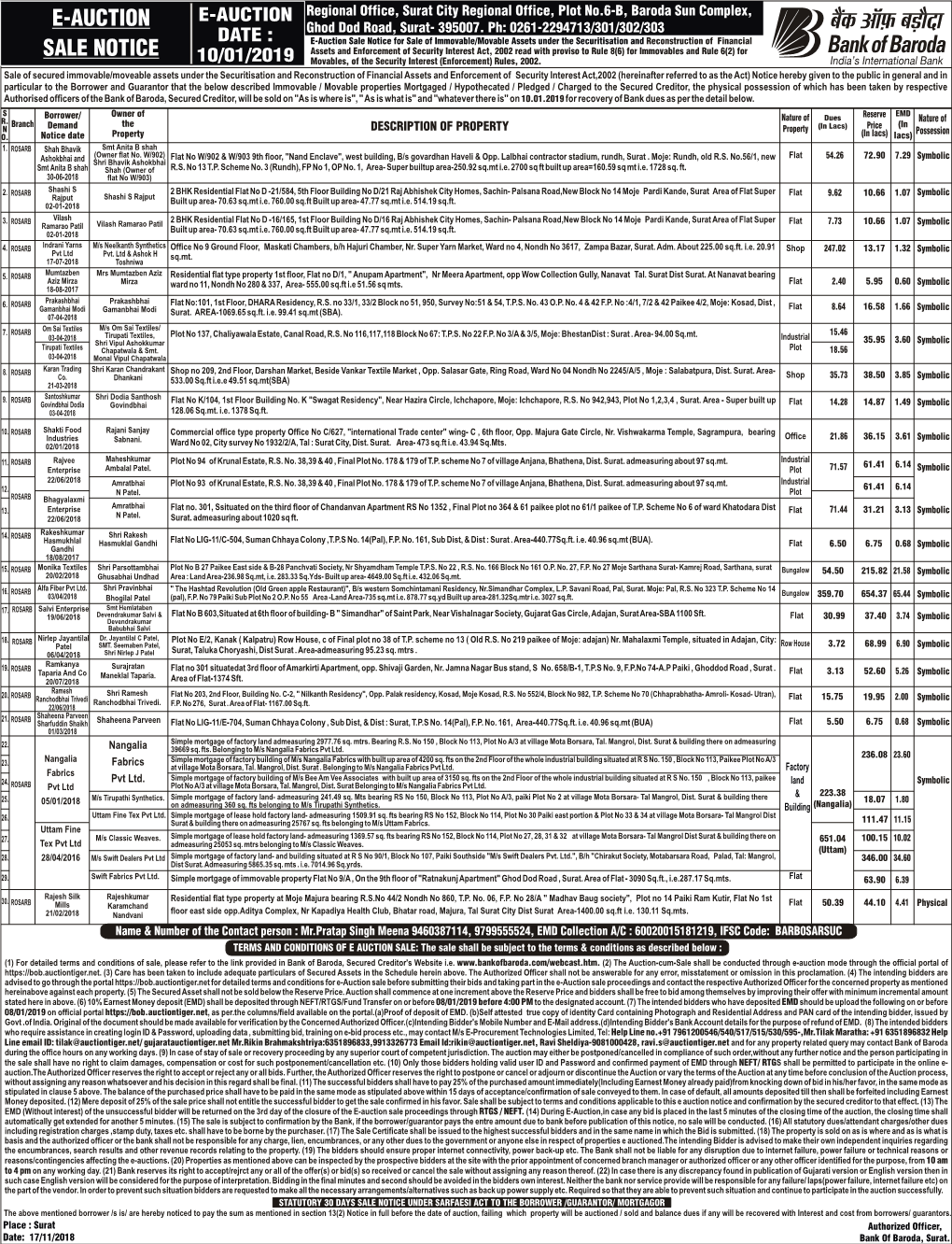 BOB RO Mega Auction Symbolic TOI & Sand 18-11-2018