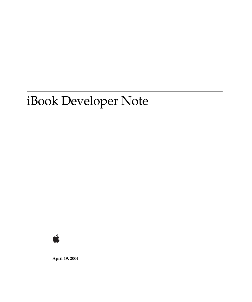 Ibook Developer Note