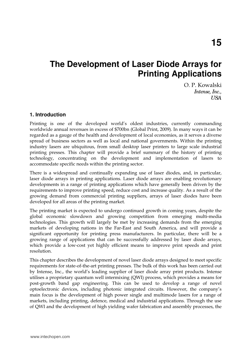 The Development of Laser Diode Arrays for Printing Applications O