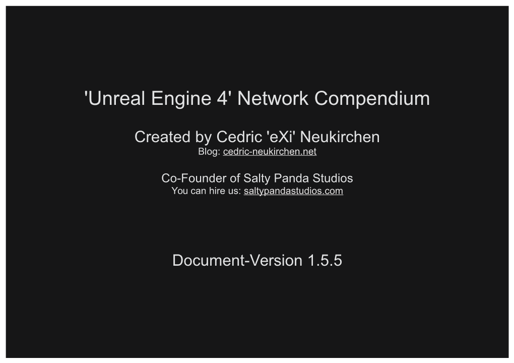 'Unreal Engine 4' Network Compendium