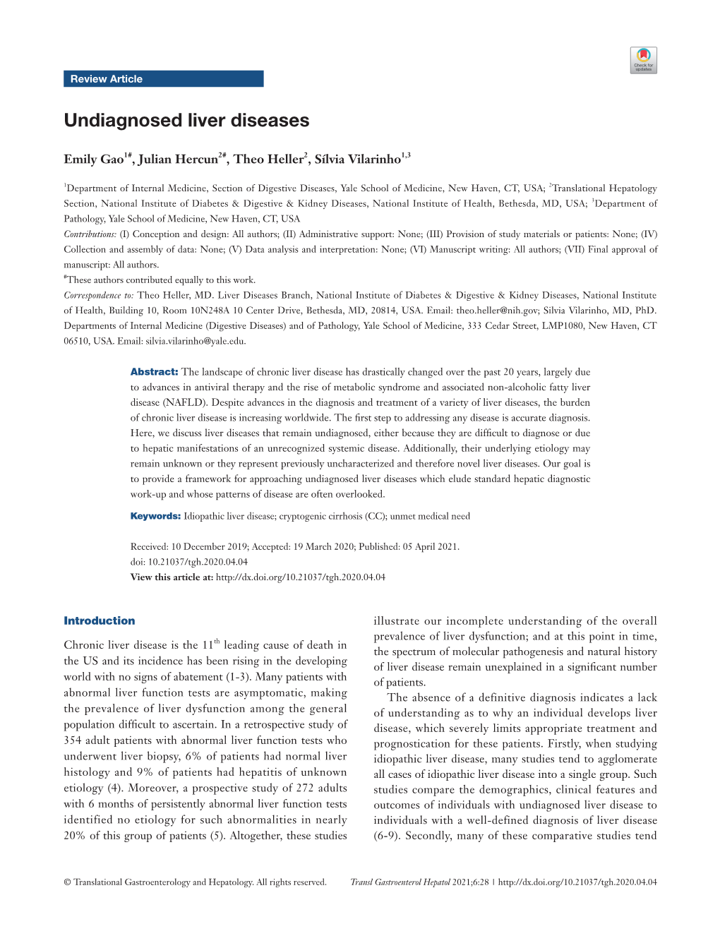 Undiagnosed Liver Diseases