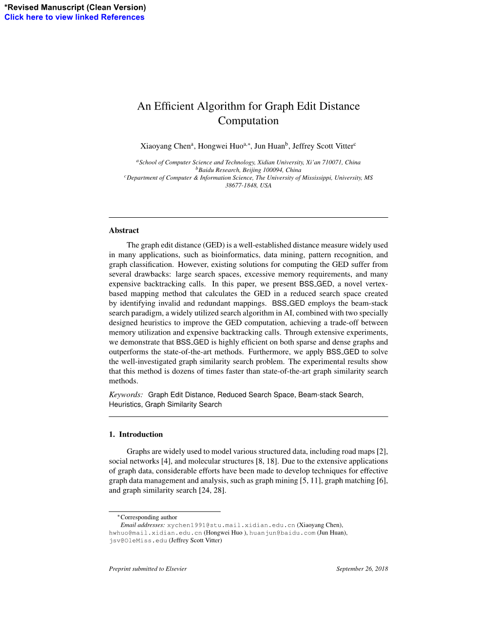 An Efficient Algorithm for Graph Edit Distance Computation