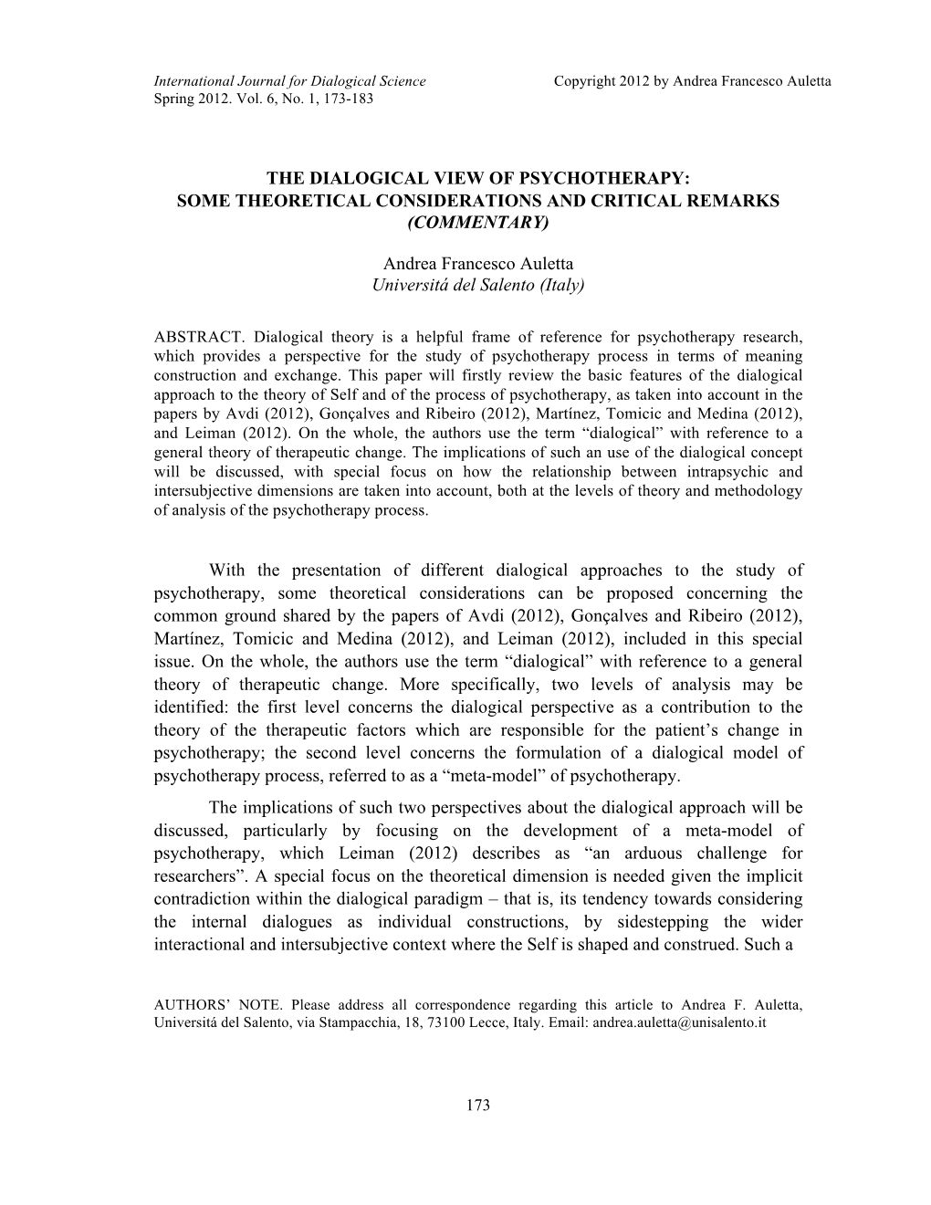 The Dialogical View of Psychotherapy: Some Theoretical Considerations and Critical Remarks (Commentary)