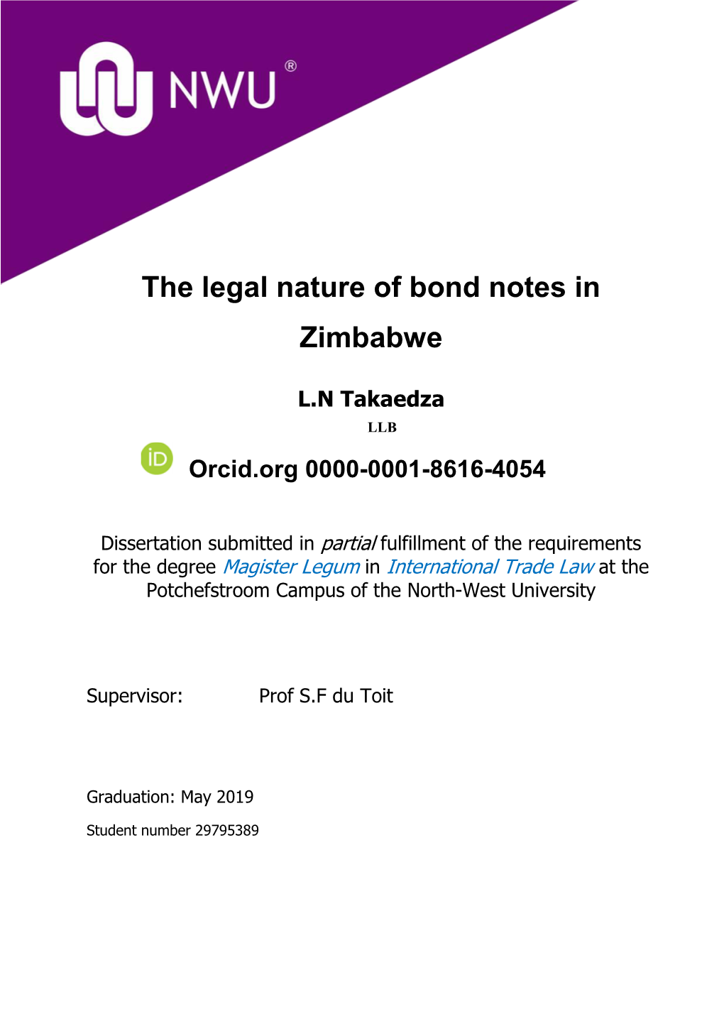 The Legal Nature of Bond Notes in Zimbabwe