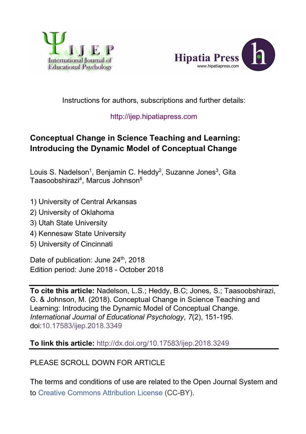 Introducing the Dynamic Model of Conceptual Change