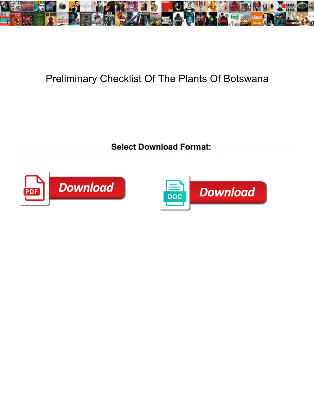 Preliminary Checklist of the Plants of Botswana