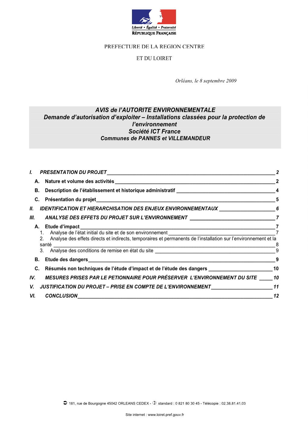 AVIS De L'autorite ENVIRONNEMENTALE Demande