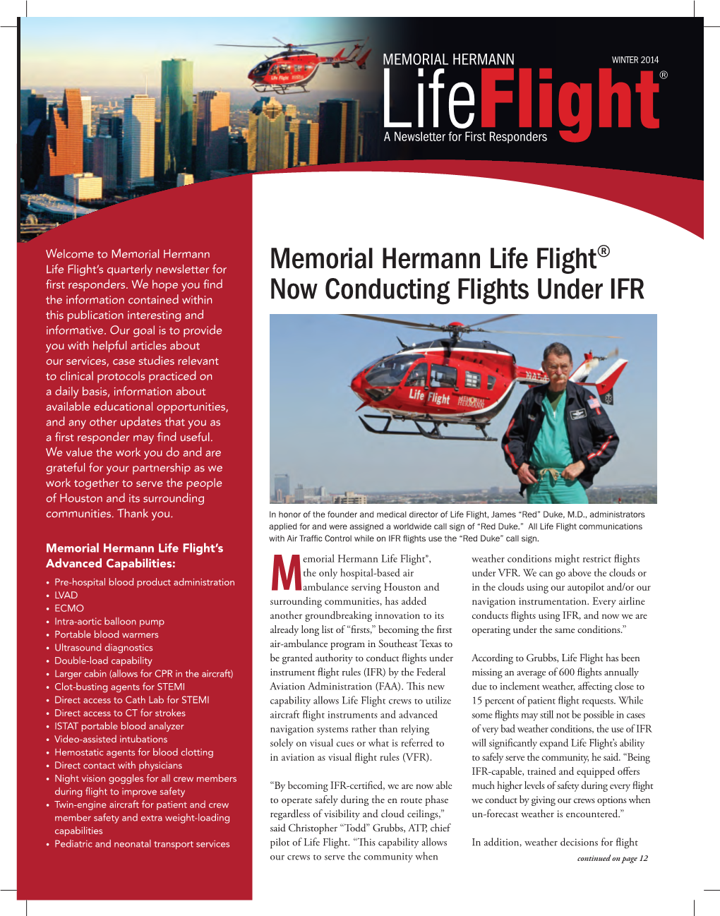 Memorial Hermann Life Flight® Now Conducting Flights Under