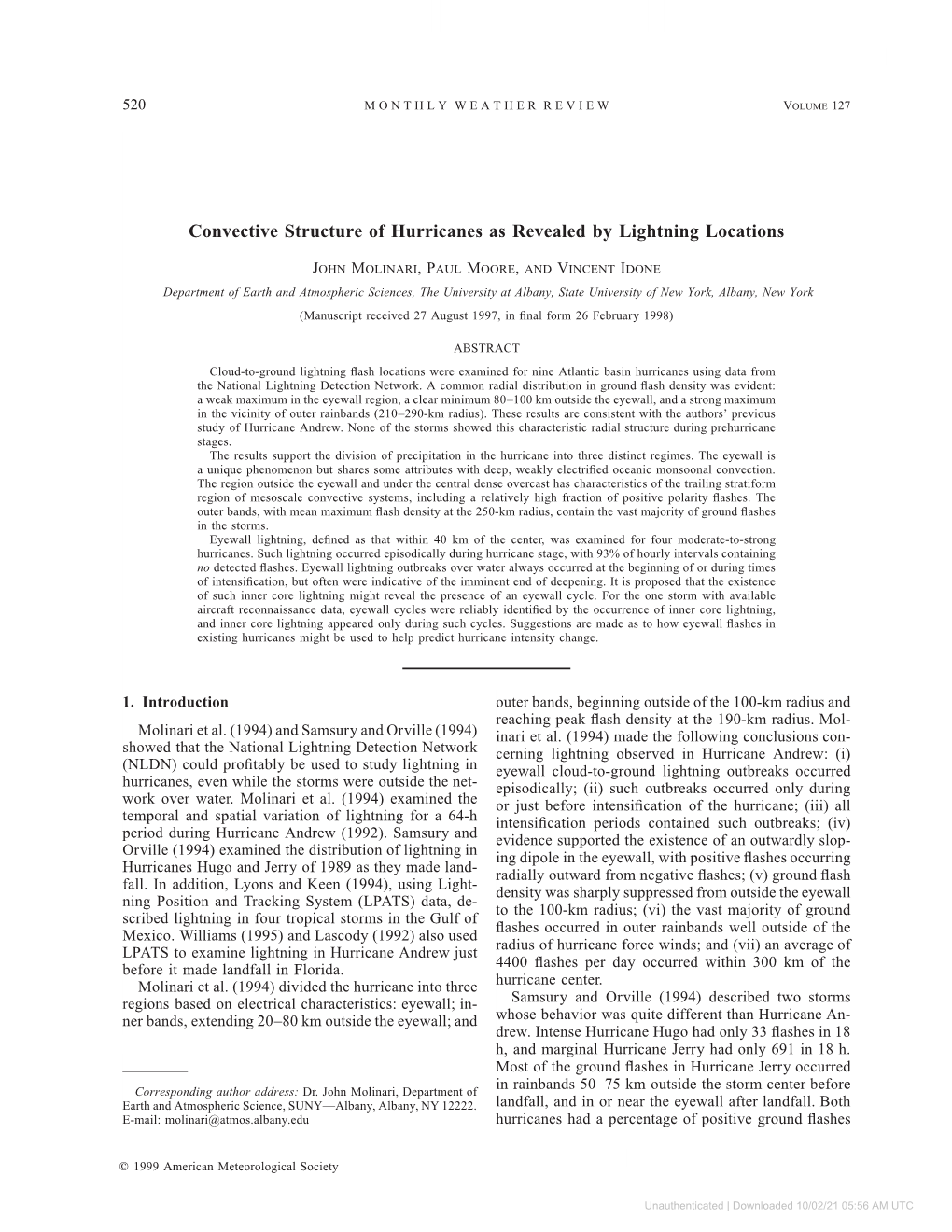 Convective Structure of Hurricanes As Revealed by Lightning Locations