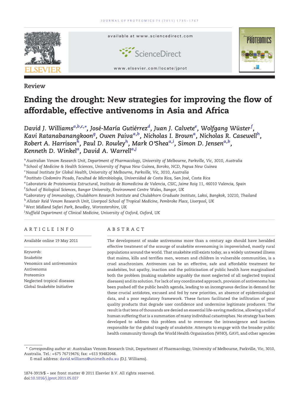 New Strategies for Improving the Flow of Affordable, Effective Antivenoms in Asia and Africa