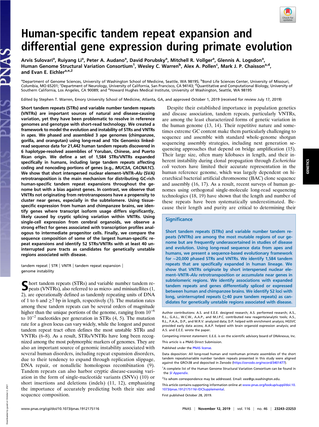 Human-Specific Tandem Repeat Expansion and Differential Gene Expression During Primate Evolution