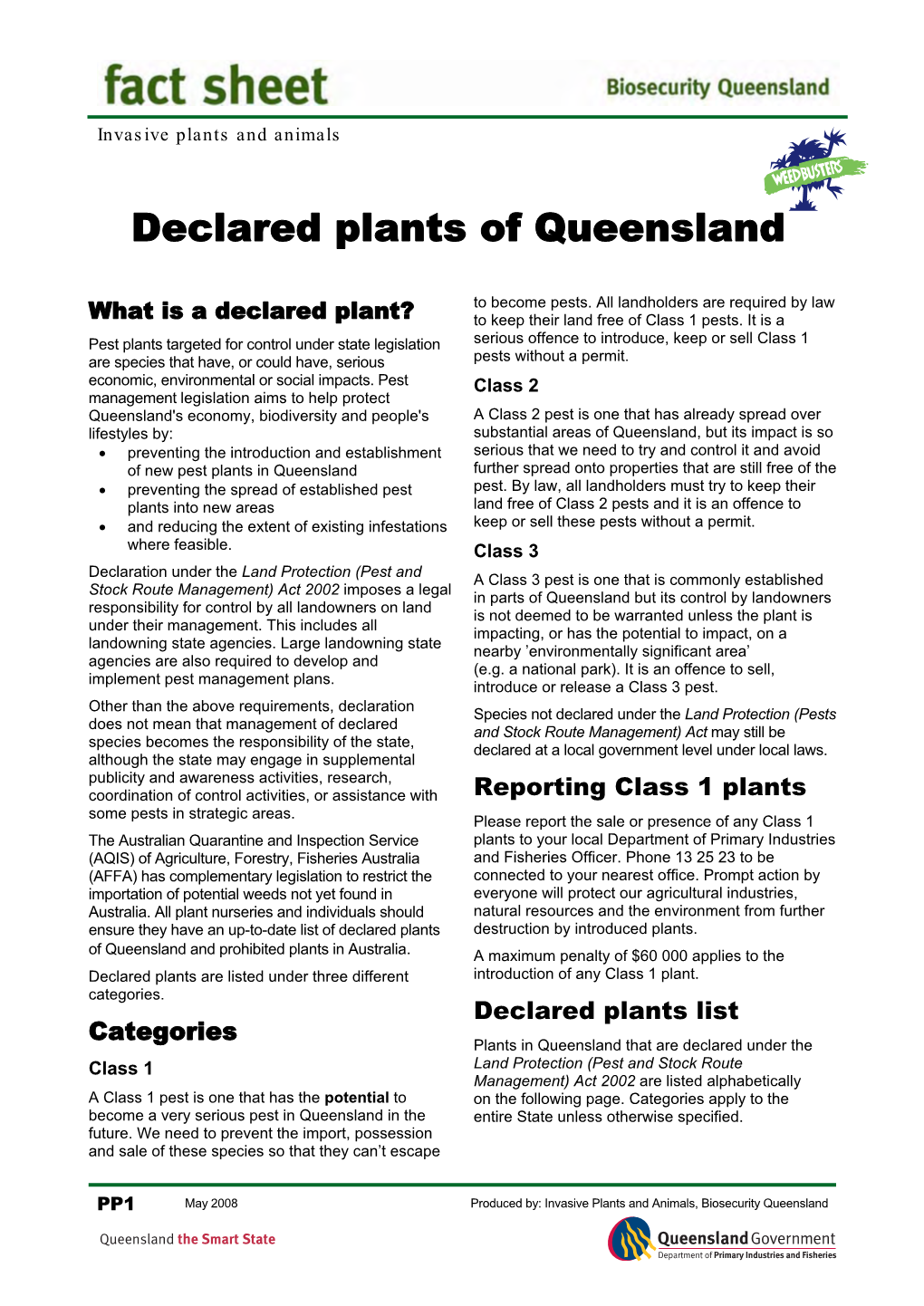 Declared Plants of Queensland