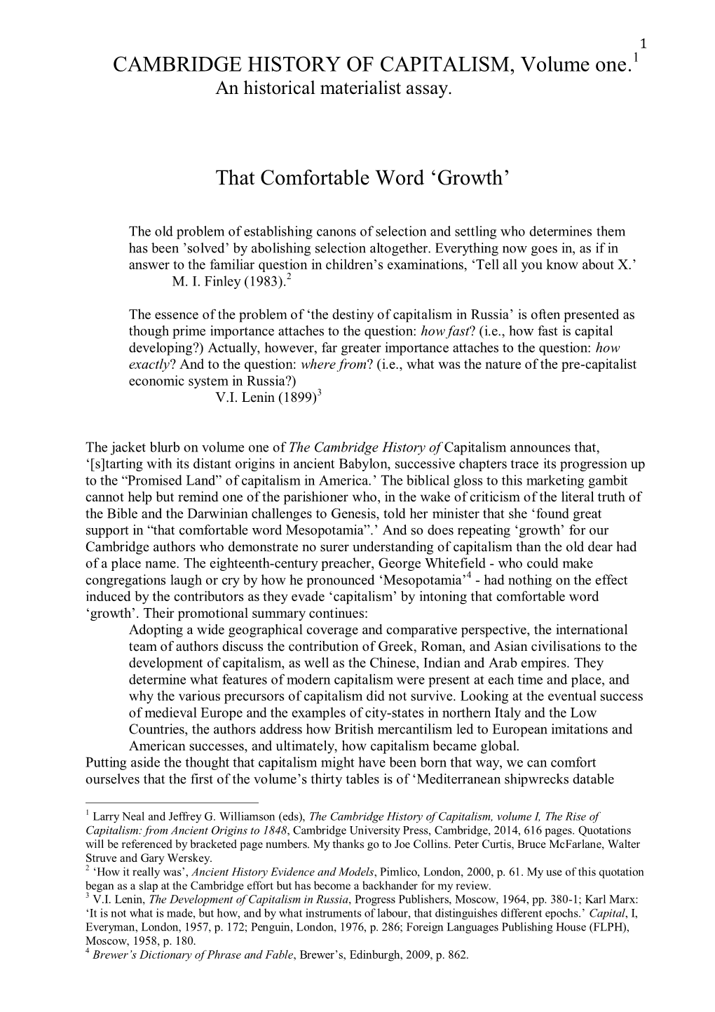 Review of Cambridge History of Capitalism