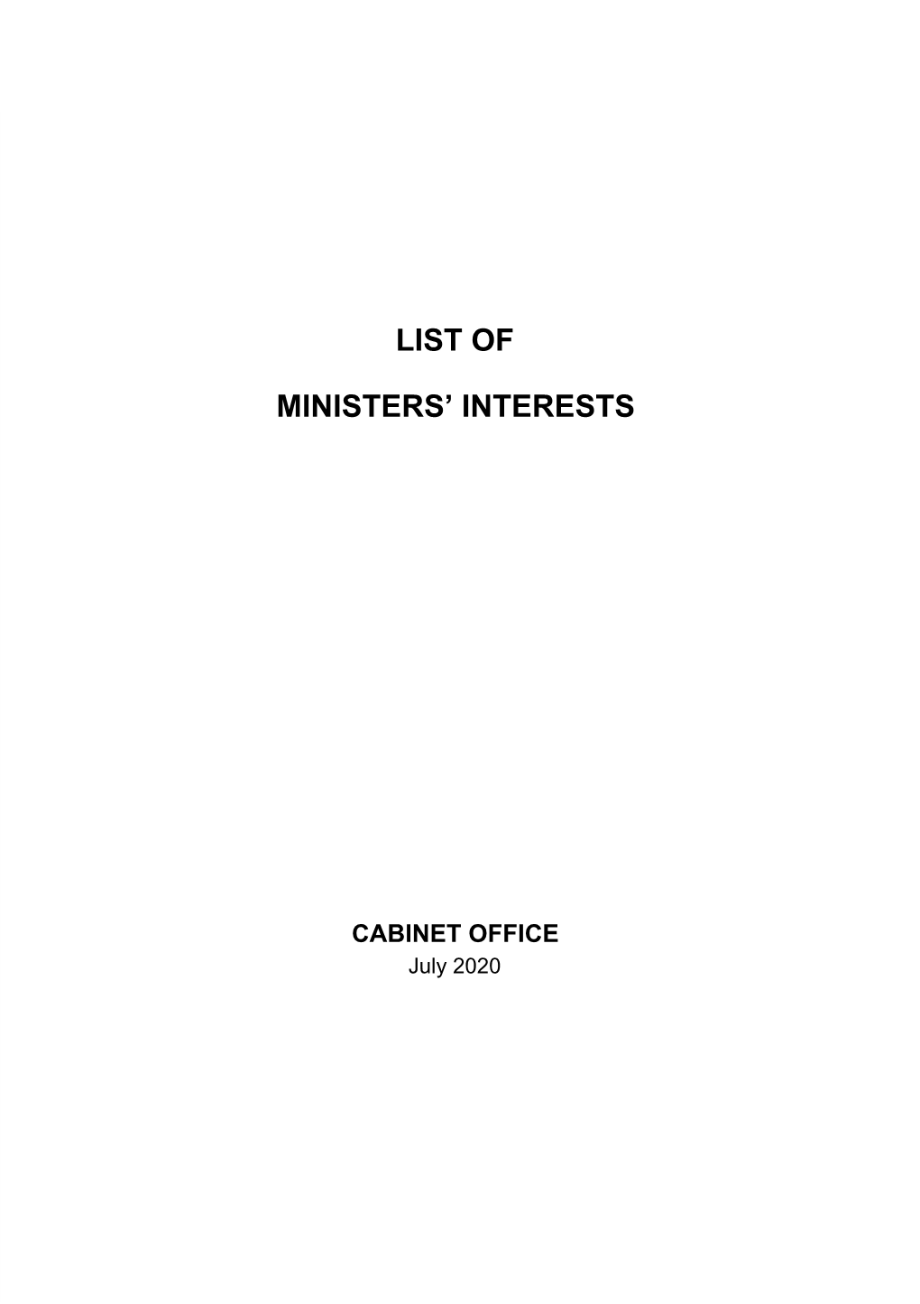 List of Ministers' Interests