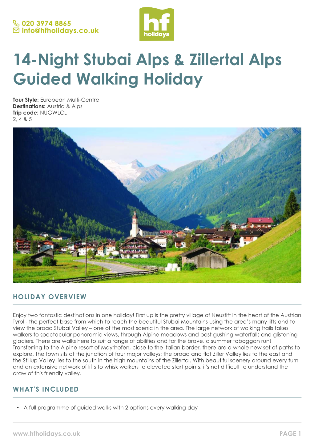 14-Night Stubai Alps & Zillertal Alps Guided Walking