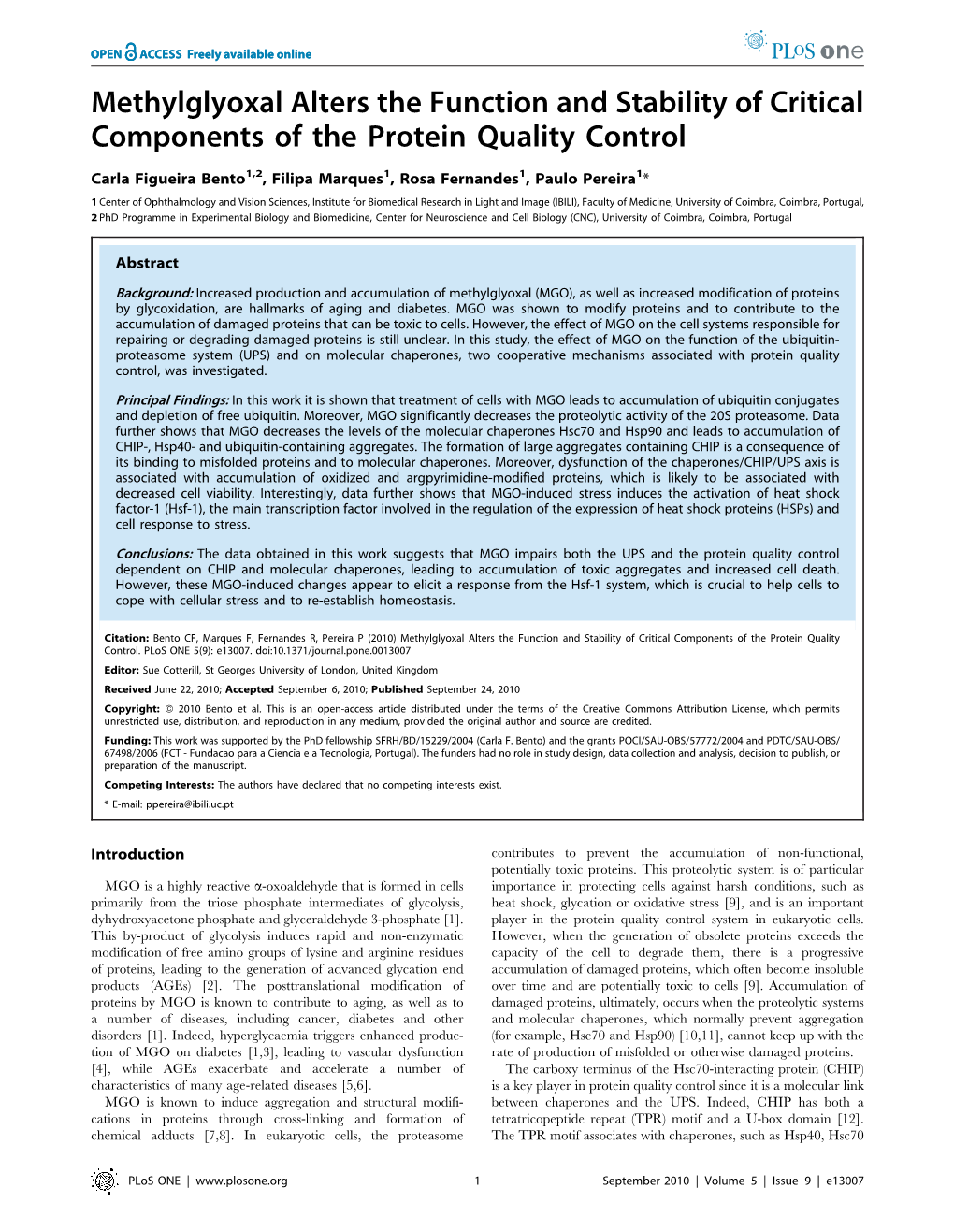 Methylglyoxal Alters the Function and Stability of Critical Components of the Protein Quality Control