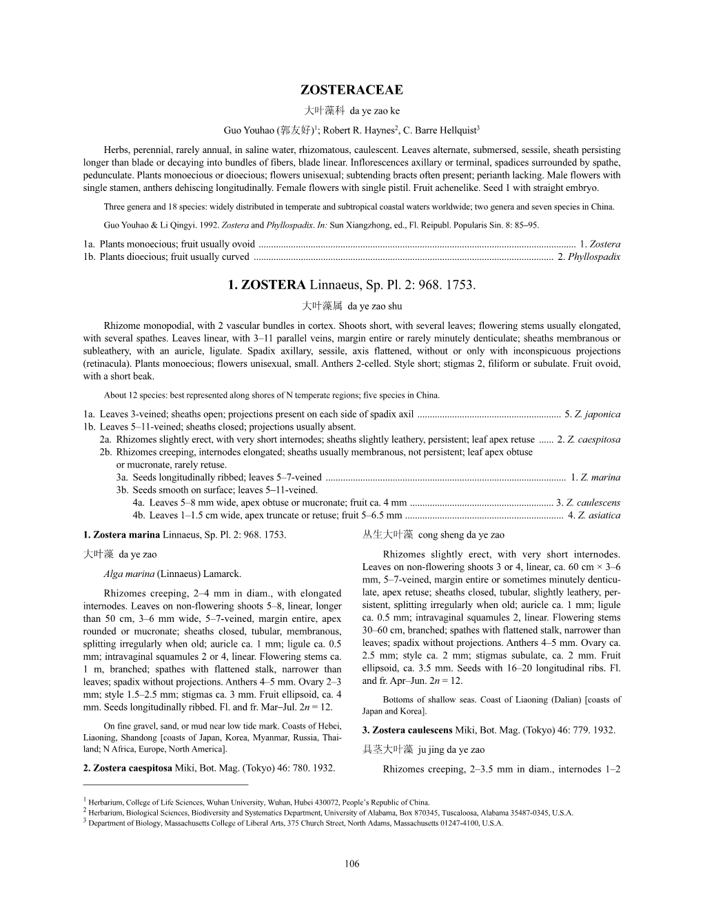 Zosteraceae (PDF)