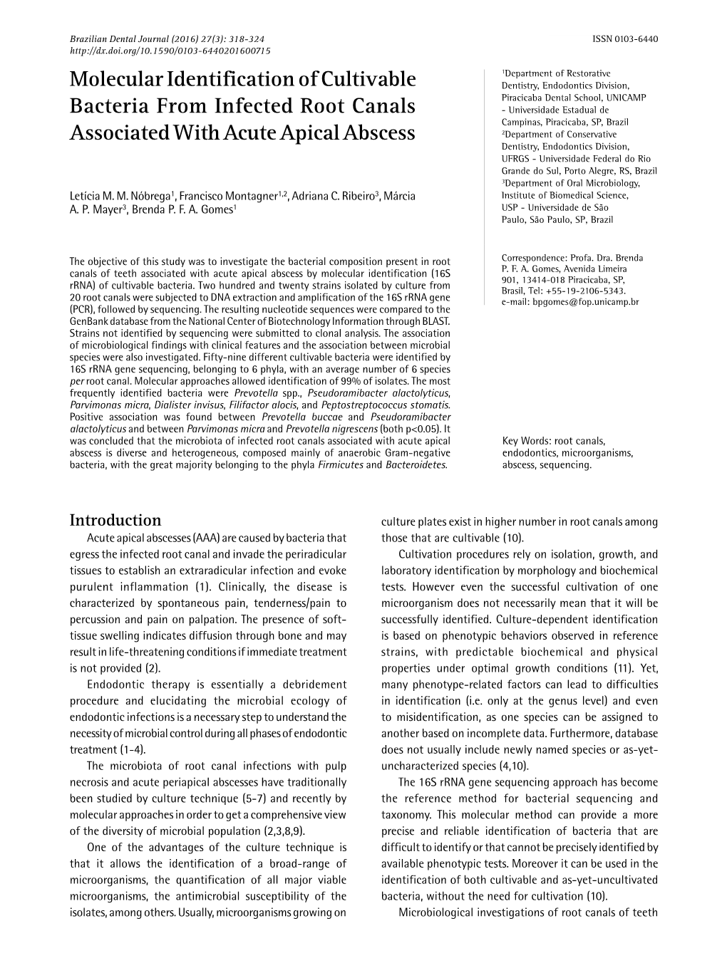 Molecular Identification of Cultivable Bacteria From