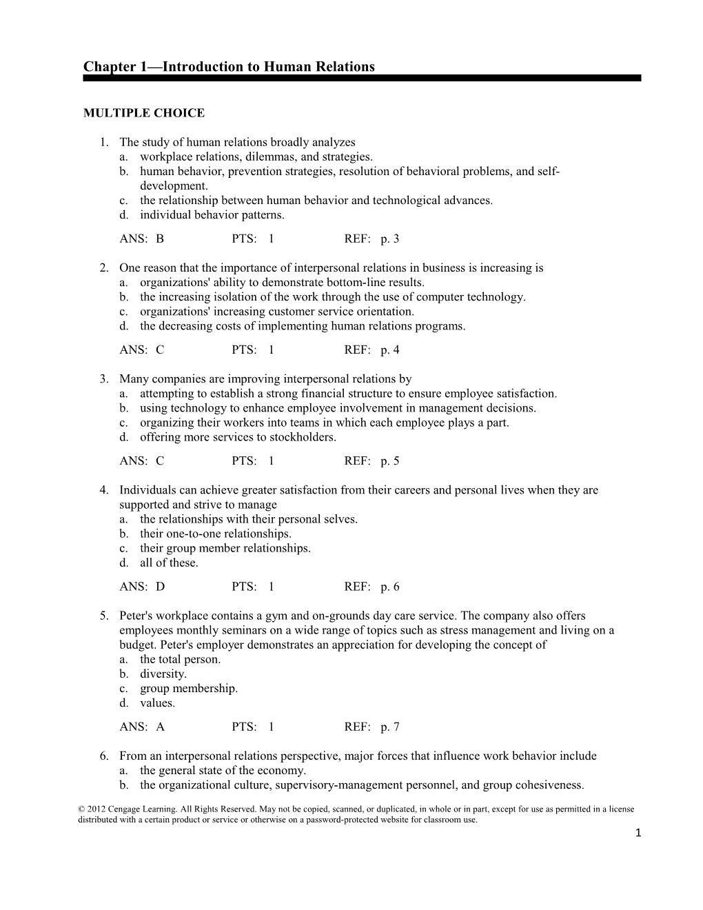 Chapter 1 Introduction to Human Relations