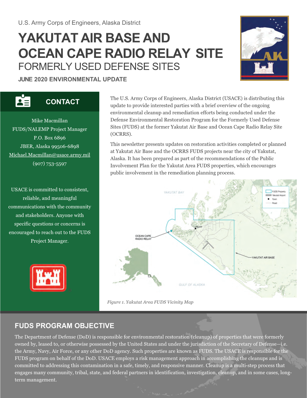 Yakutat Air Base and Ocean Cape Radio Relay Site Formerly Used Defense Sites June 2020 Environmental Update