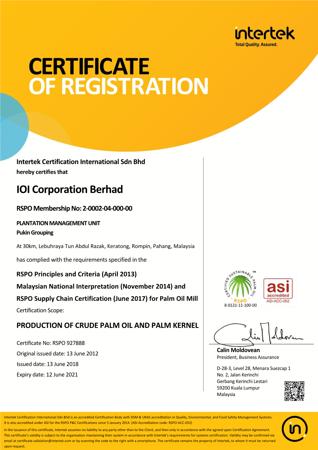 MSPO Certificate