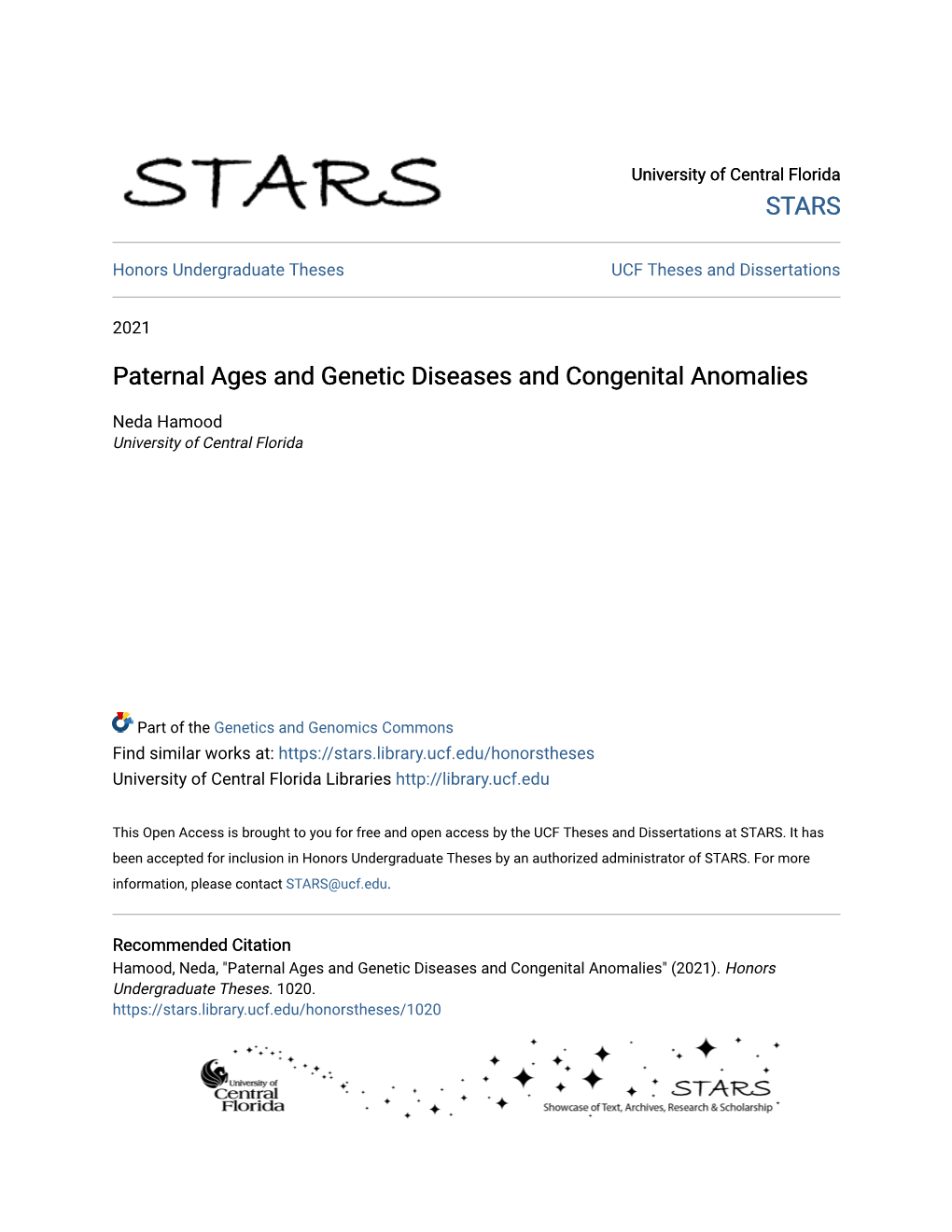 Paternal Ages and Genetic Diseases and Congenital Anomalies