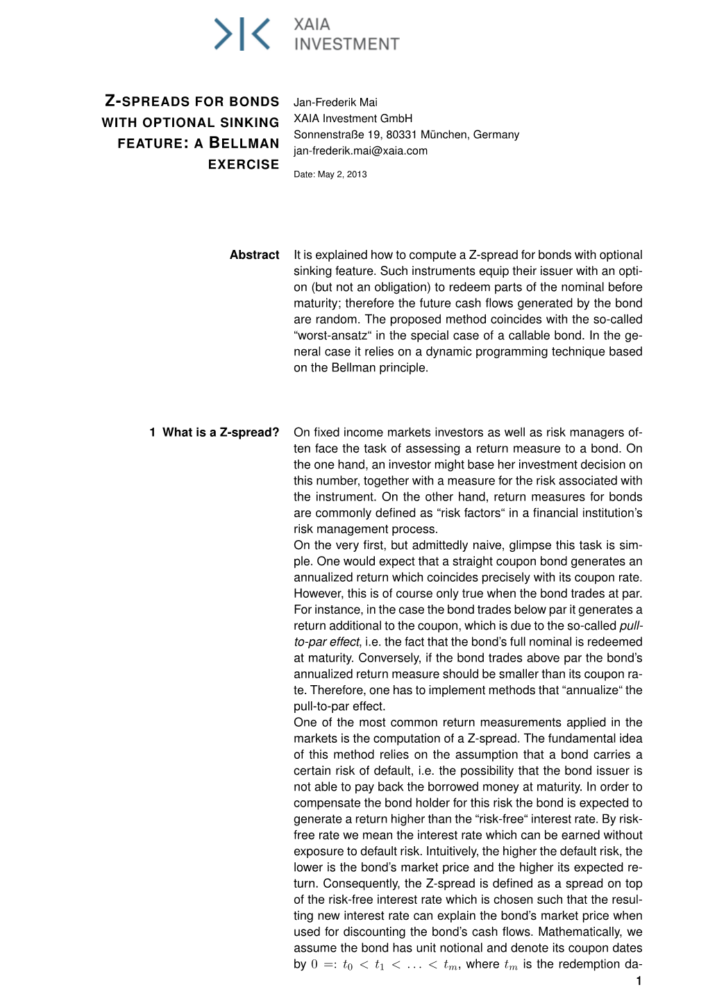 Z-Spreads for Bonds with Optional