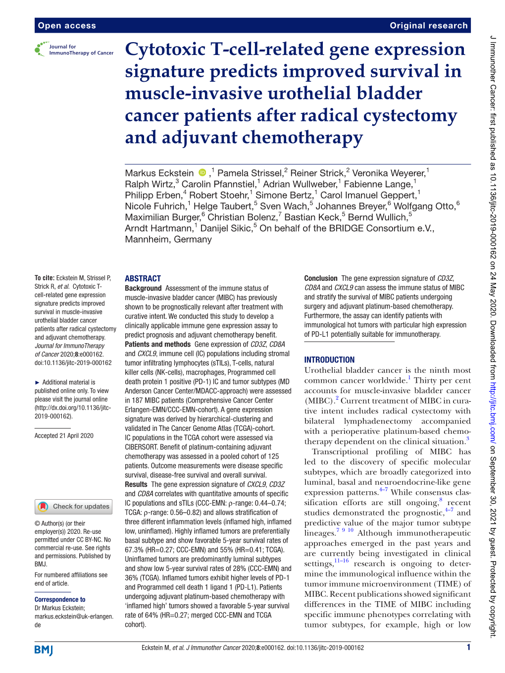 Cytotoxic T-Cell-Related Gene Expression Signature Predicts