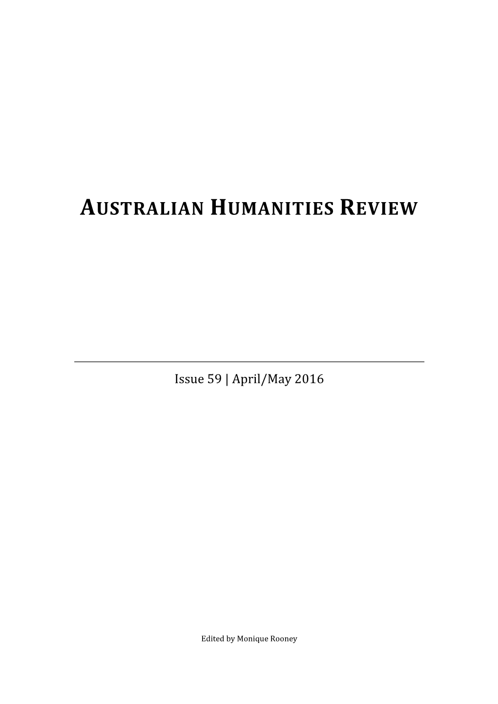 Australian Humanities Review