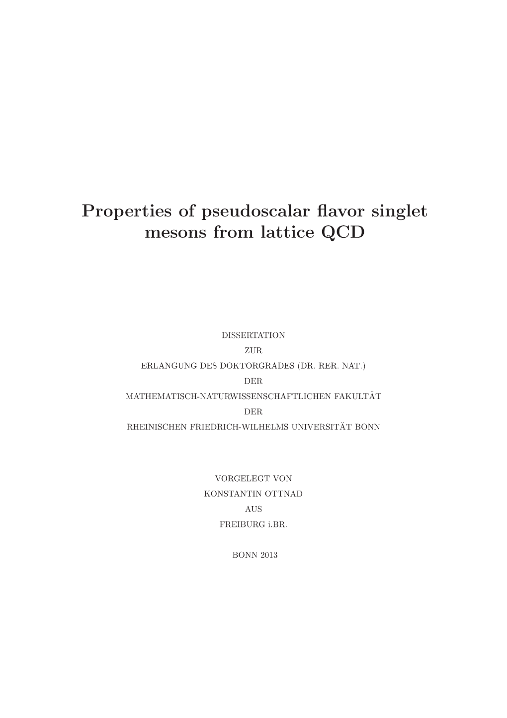 Properties of Pseudoscalar Flavor Singlet Mesons from Lattice