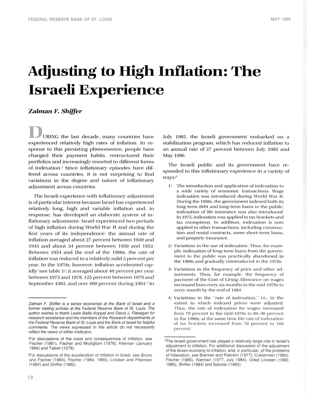 Adjusting to High Inflation: the Israeli Experience