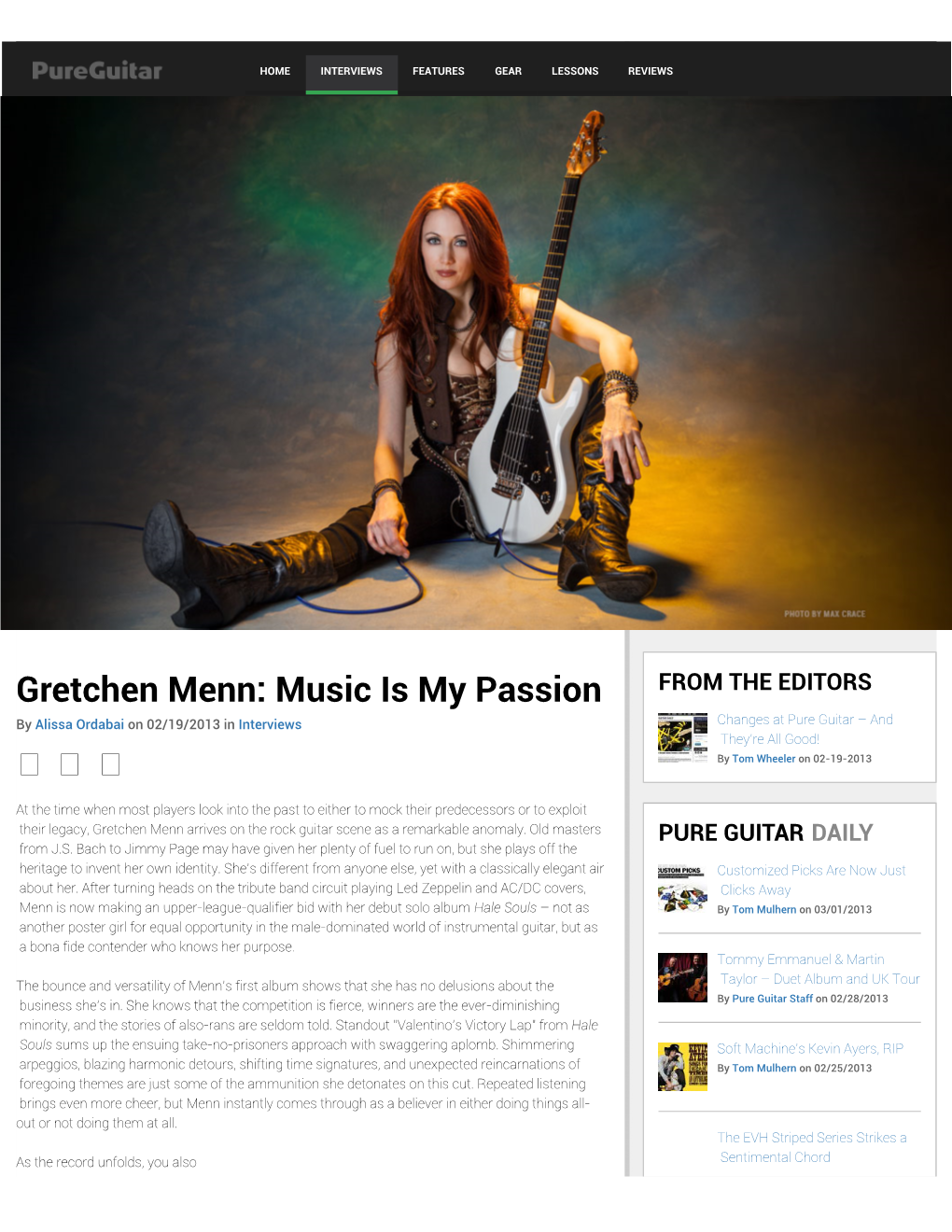 Music Is My Passion : Pure Guitar Magazine