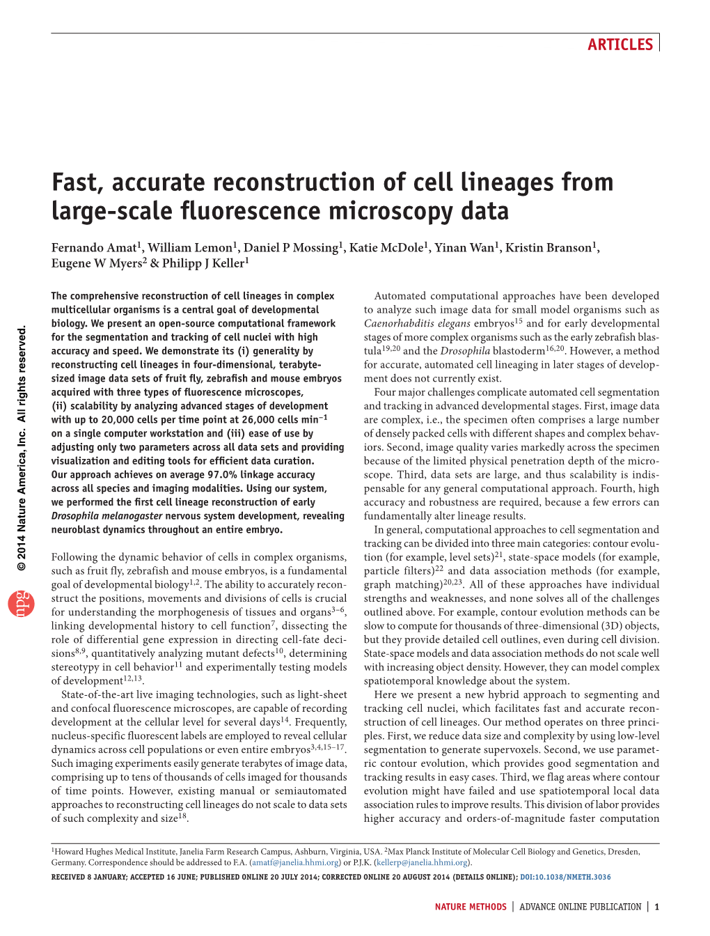 Fast, Accurate Reconstruction of Cell Lineages from Large-Scale