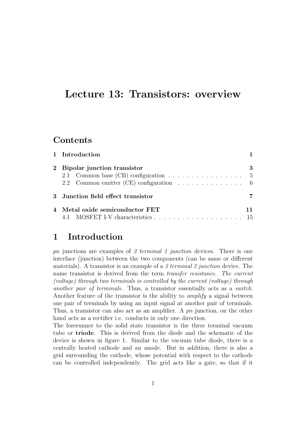 Transistors: Overview