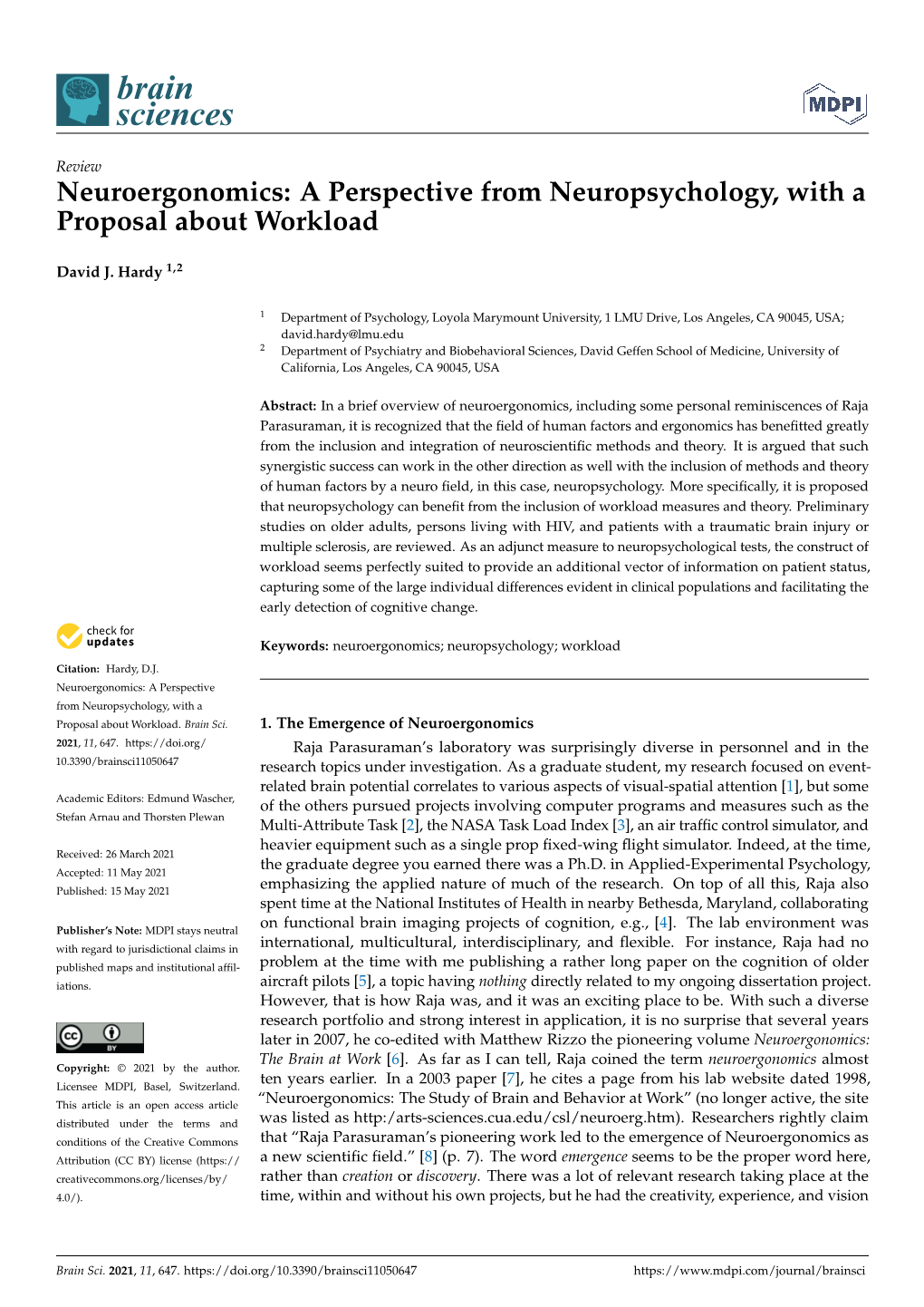 Neuroergonomics: a Perspective from Neuropsychology, with a Proposal About Workload
