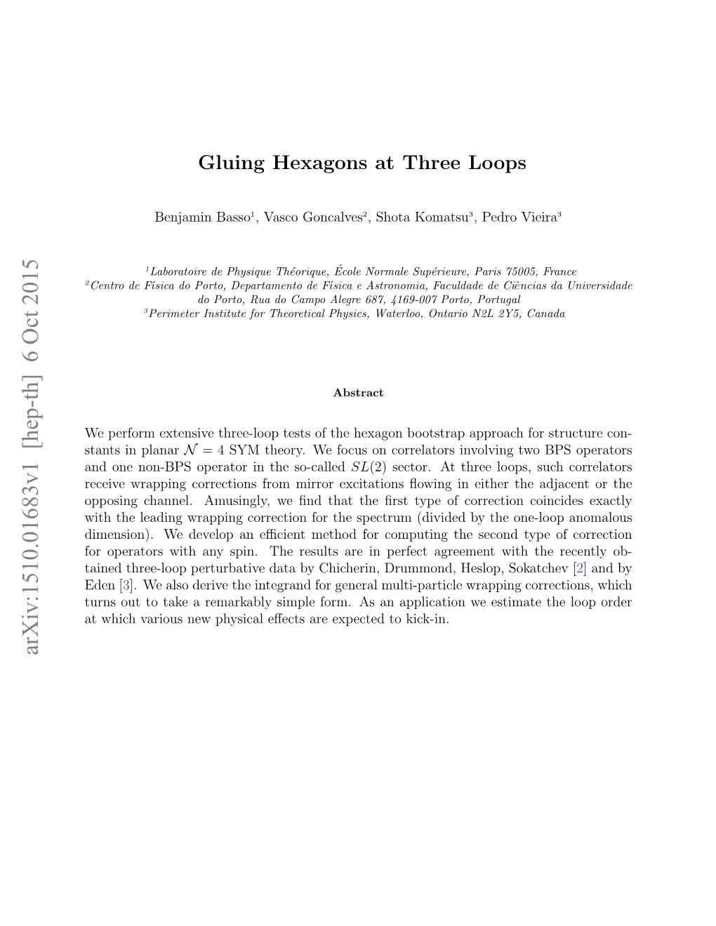 Gluing Hexagons at Three Loops