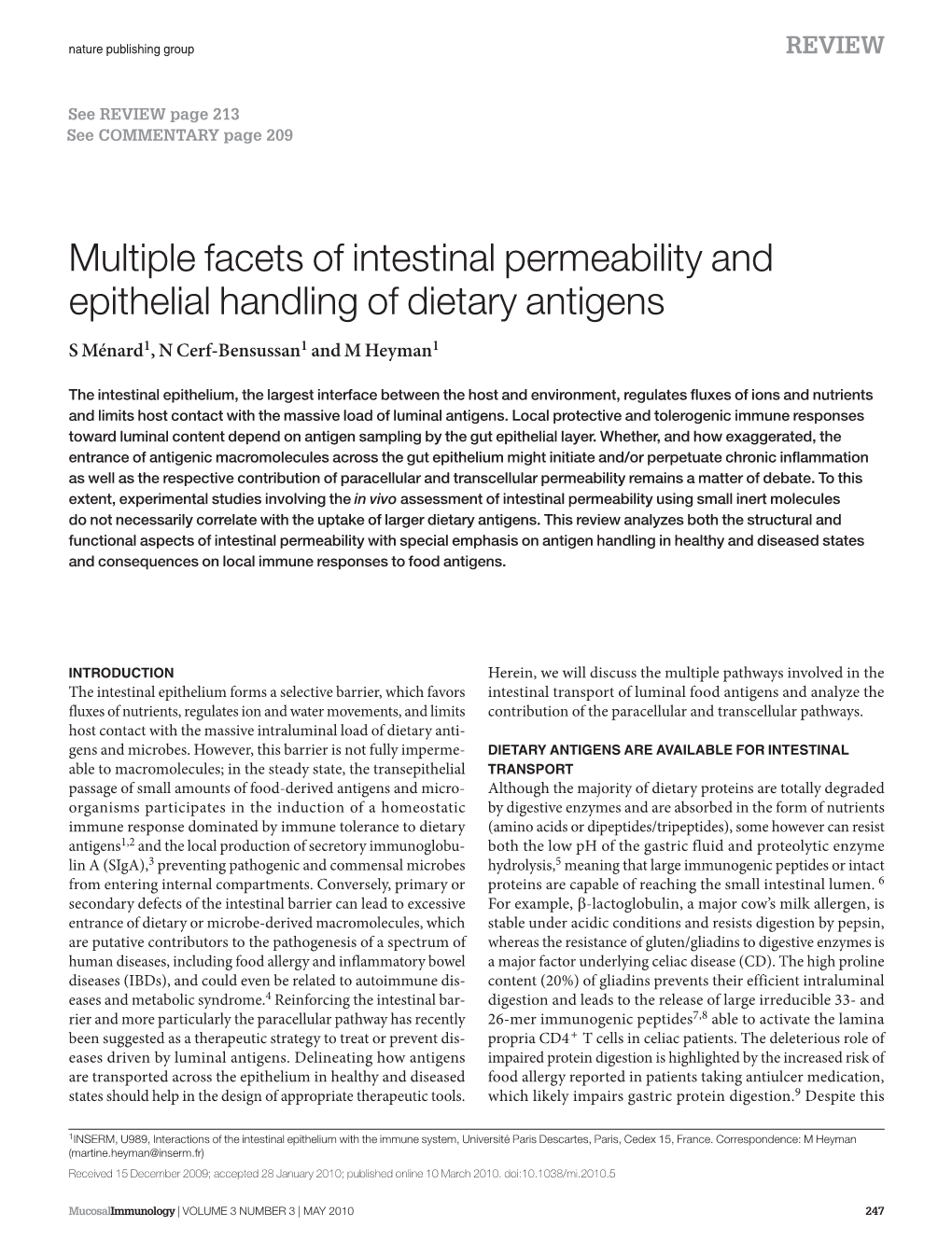Multiple Facets of Intestinal Permeability and Epithelial Handling of Dietary Antigens