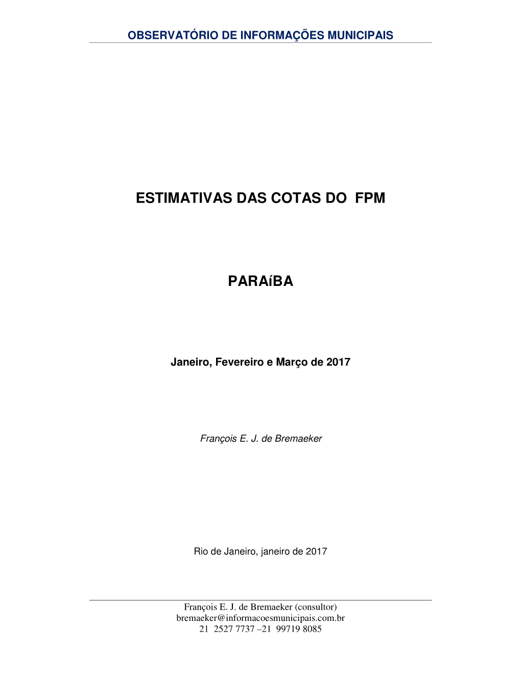 Estimativas Das Cotas Do Fpm Paraíba