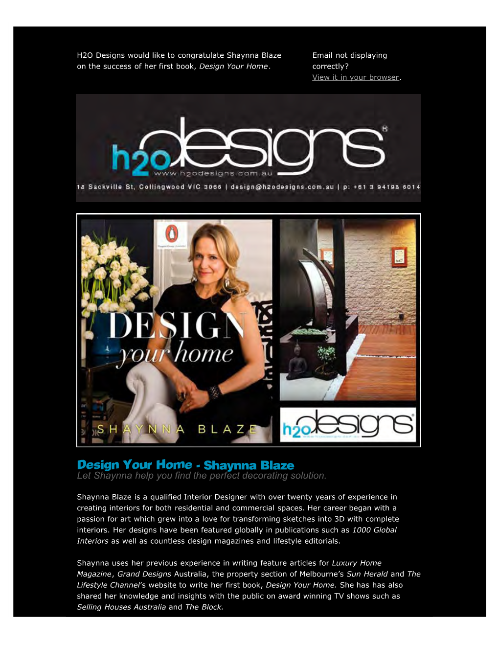 Shaynna Blaze Email Not Displaying on the Success of Her First Book, Design Your Home