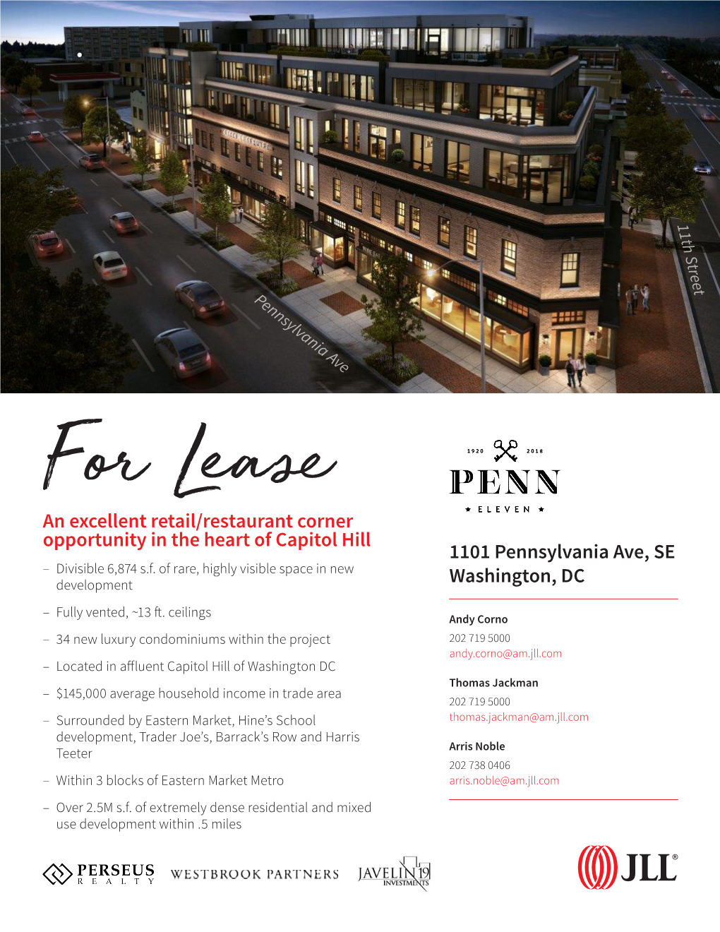 An Excellent Retail/Restaurant Corner Opportunity in the Heart of Capitol Hill 1101 Pennsylvania Ave, SE Washington, DC